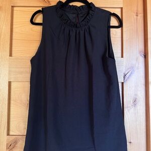 Black Blouse with high cinched collar